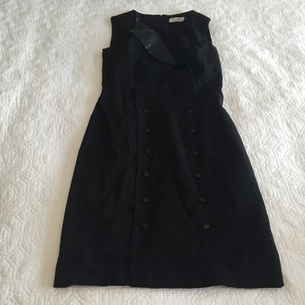 Leather lapel and button dress